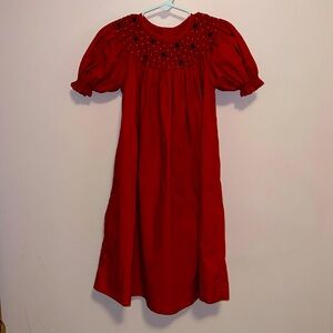 Girls Smocked Christmas Dress